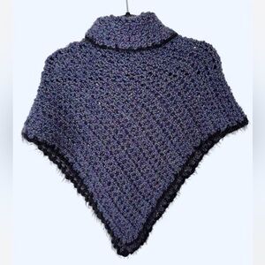 Women's Purple Crochet Sweater Poncho